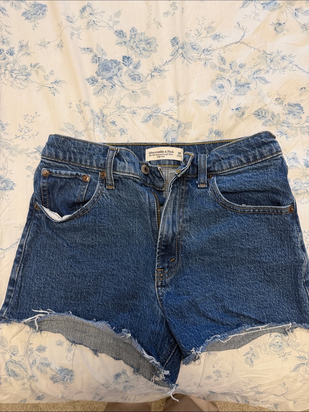 Abercrombie & Fitch Dark Blue Denim Cutoff Shorts